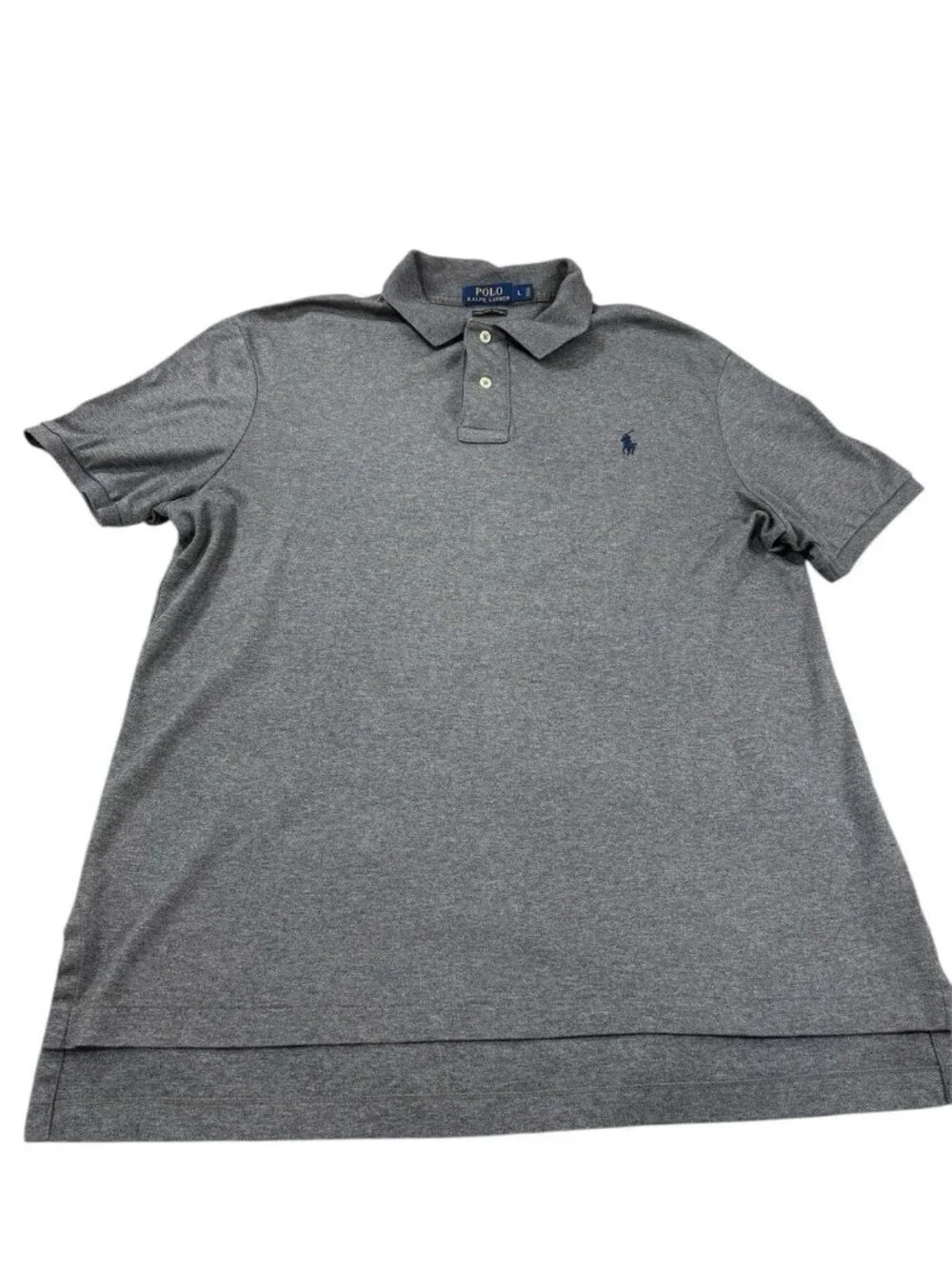 POLO RALPH LAUREN Men Large Pima Soft Touch Polo Gray Short Sleeve Preppy Soft